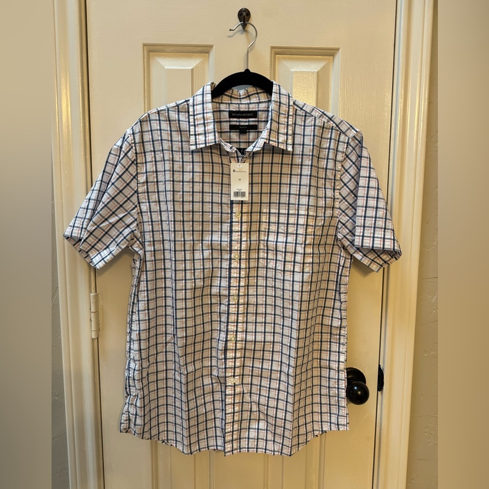 NWT Men’s M Banana Republic Slim-Fit Lightweight Cotton Resort Shirt